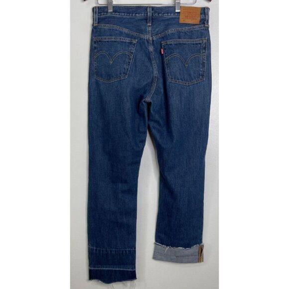 Levi's 501 Original Cropped High Waist Jeans Raw Drop Hem Women's Size 30 - Picture 2 of 10